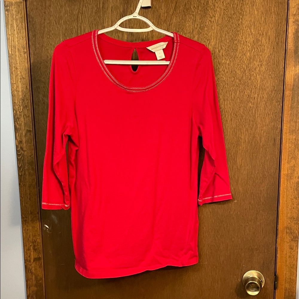 Christopher & Banks Red 3/4 Sleeve Top